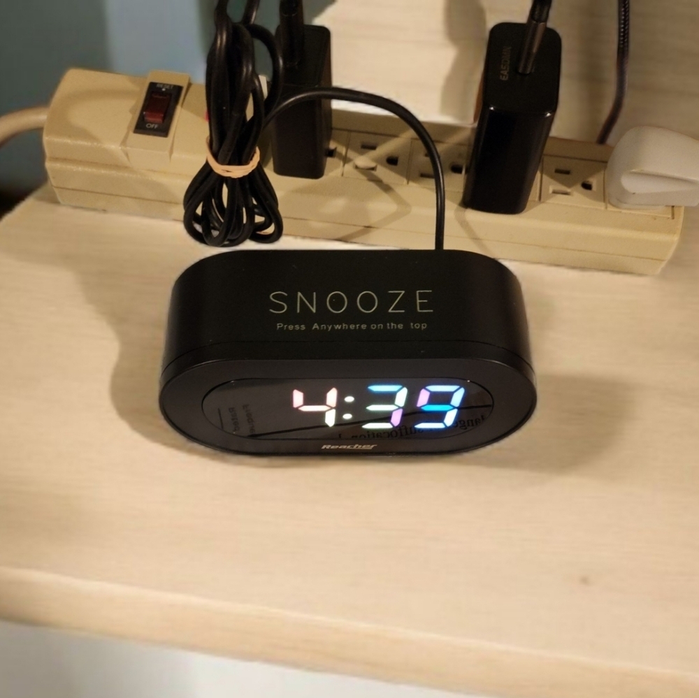 Reacher Black Digital Alarm Clock with Multicolor LED Display - Picture 9 of 11